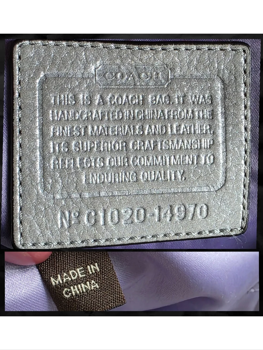 Coach 14970 Julia Op Art Silver Lavender Sateen Leather Tote Bag Y2K - Picture 12 of 16